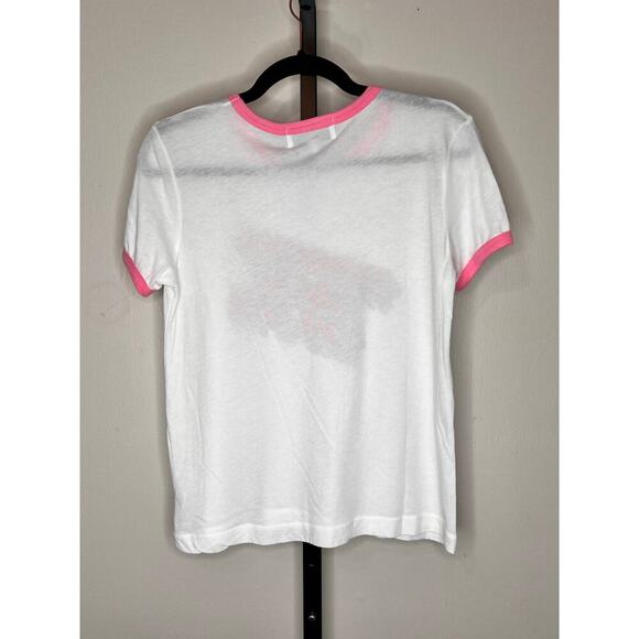 Wildfox Thinking About The Gym Ringer Short Sleeve Graphic Tee White Size S NWOT - Picture 3 of 7